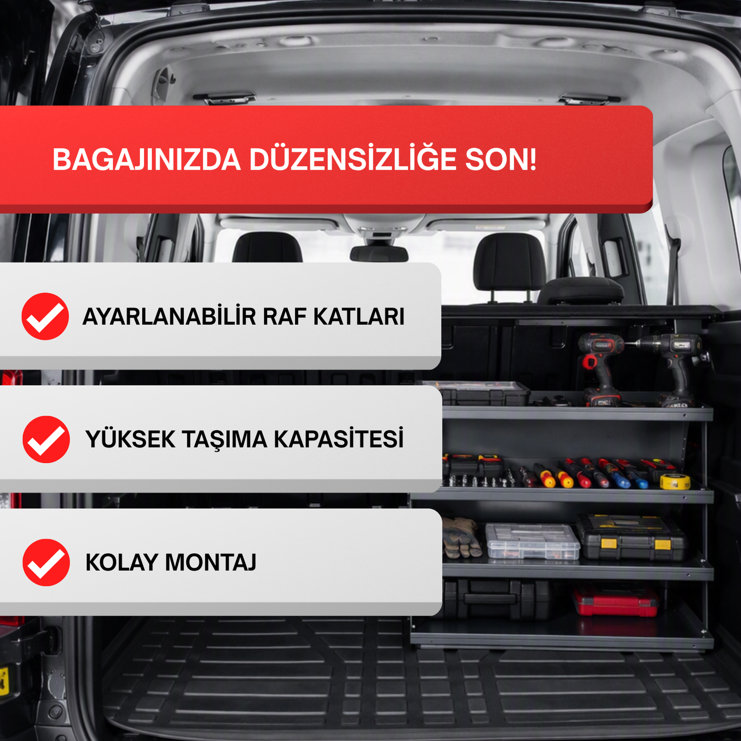 PratikBagaj® Oto Bagaj Düzenleyici Raf